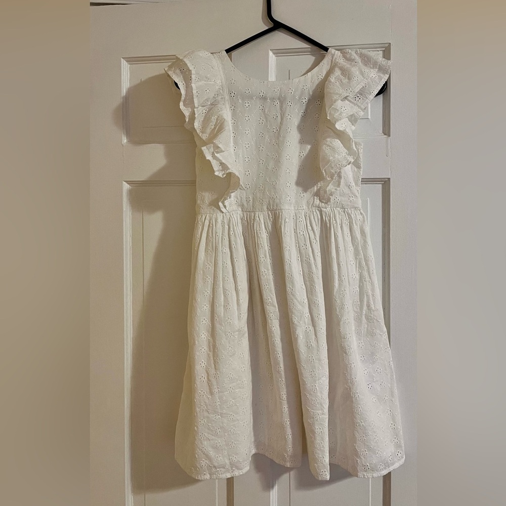 Lands' End White Eyelet Ruffle Dress